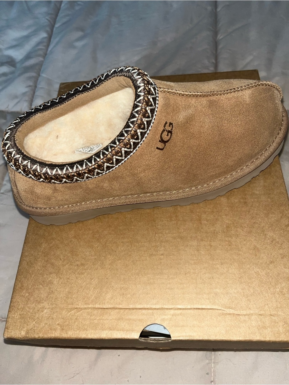 UGG Tasman Slip-On Moccasin in Chestnut Suede